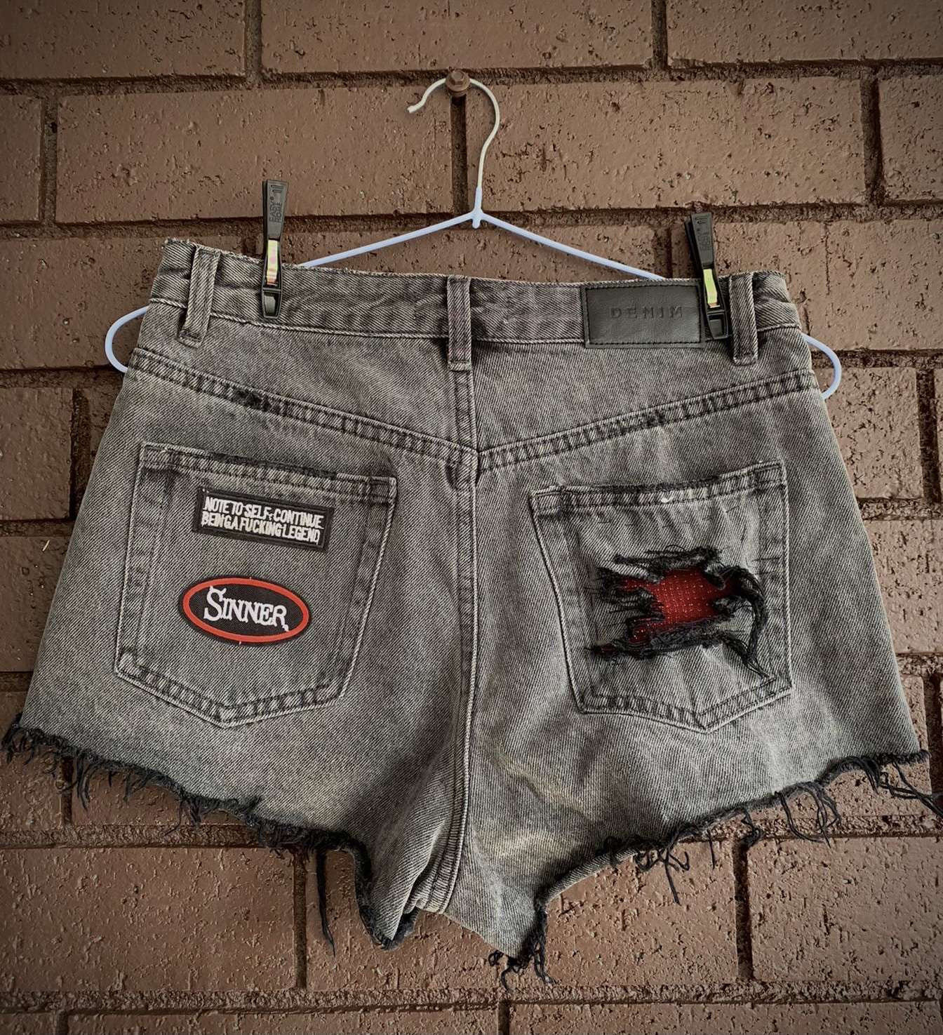 Upcyled grey denim shorts