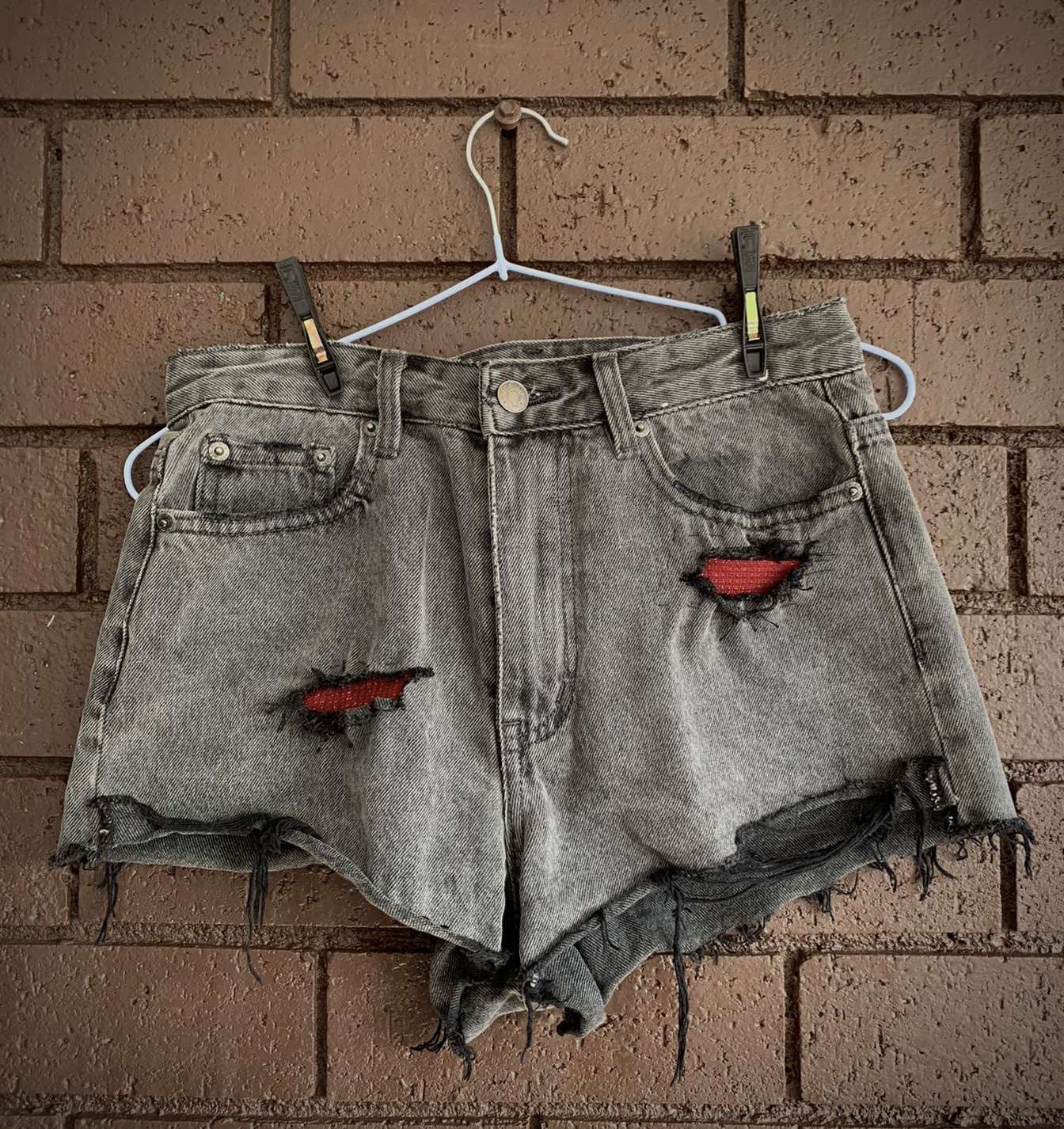 Upcyled grey denim shorts
