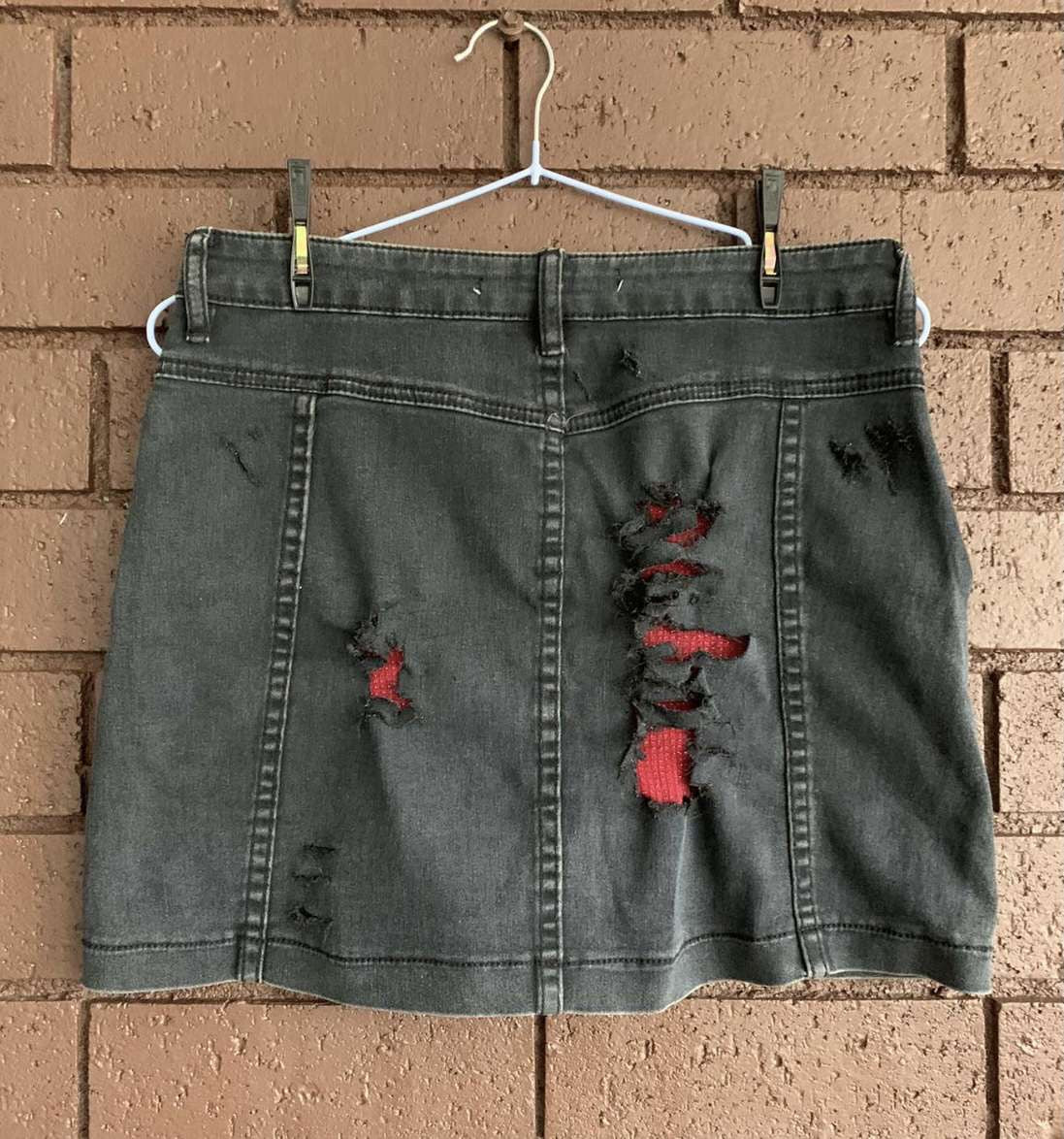 Upcycled Black denim skirt