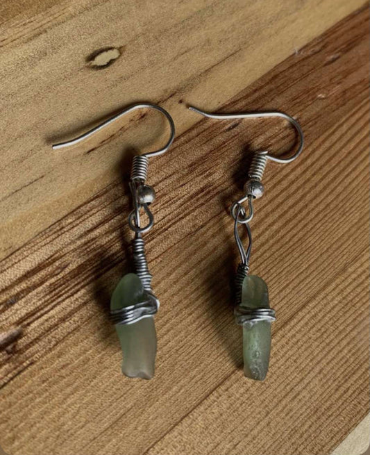Sea Glass Earrings (Green)