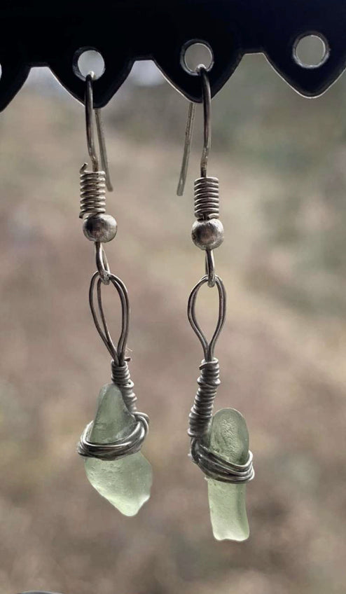 Sea Glass Earrings (Green)