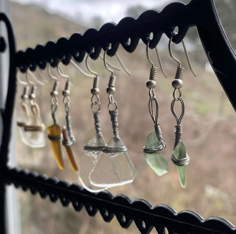 Sea Glass Earrings (Green)