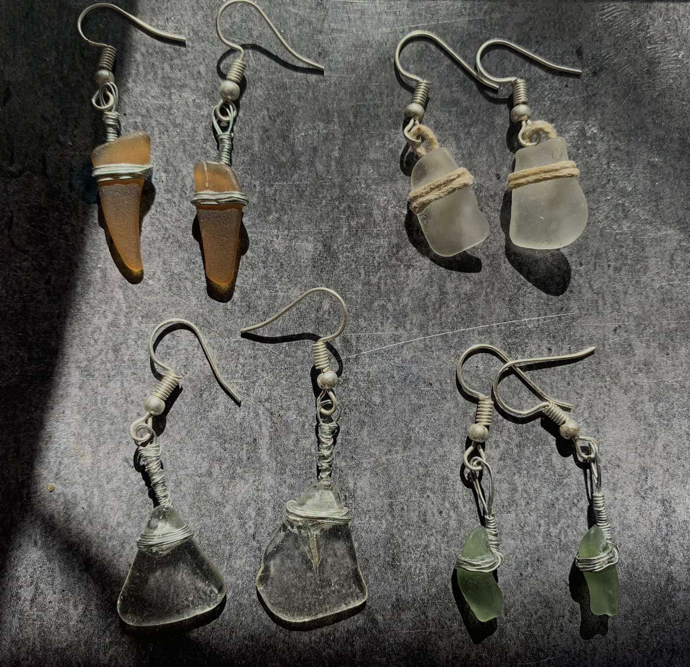 Sea Glass Earrings (Green)