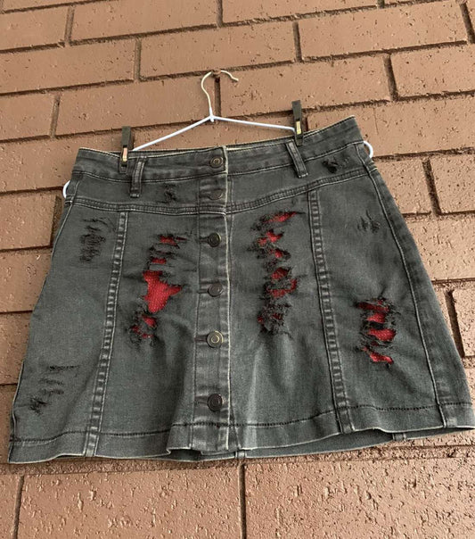 Upcycled Black denim skirt